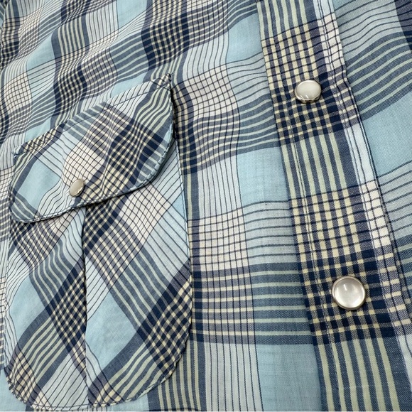 Haband Travelers Men's Blue Plaid Short Sleeve Shirt Pearl Snaps XL Western - Picture 5 of 8